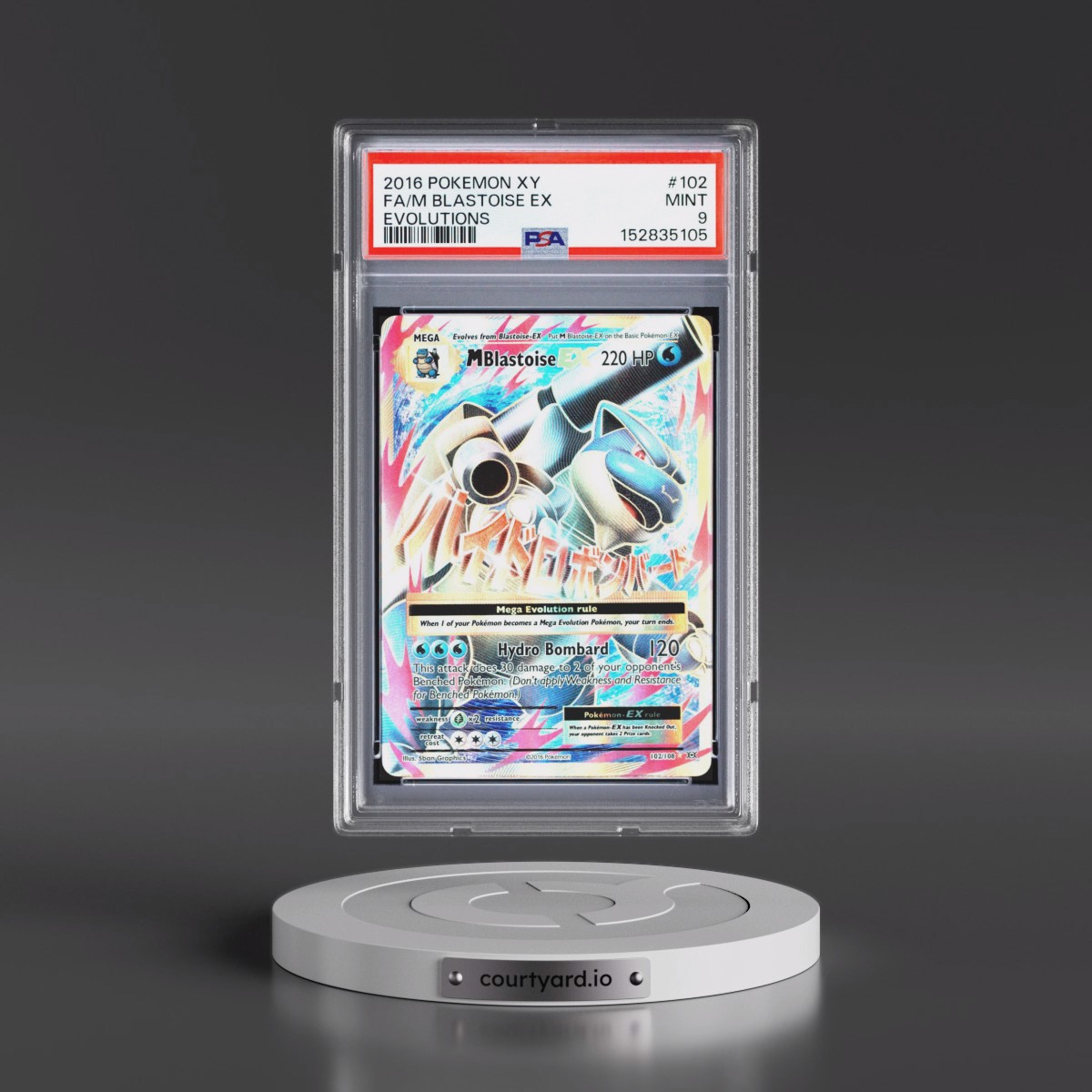 2016 Pokémon XY Evolutions #102 M Blastoise EX - Holo Full Art (PSA 9 MINT)