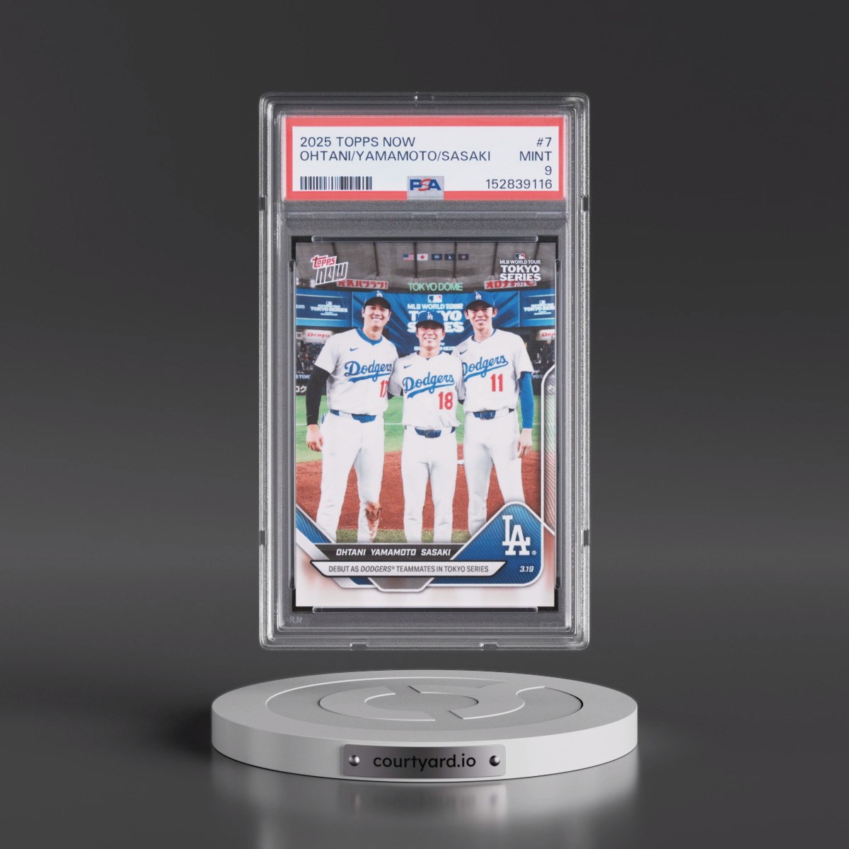 2025 Topps Now #7 Roki Sasaki/Shohei Ohtani/Yoshinobu Yamamoto (PSA 9 MINT)