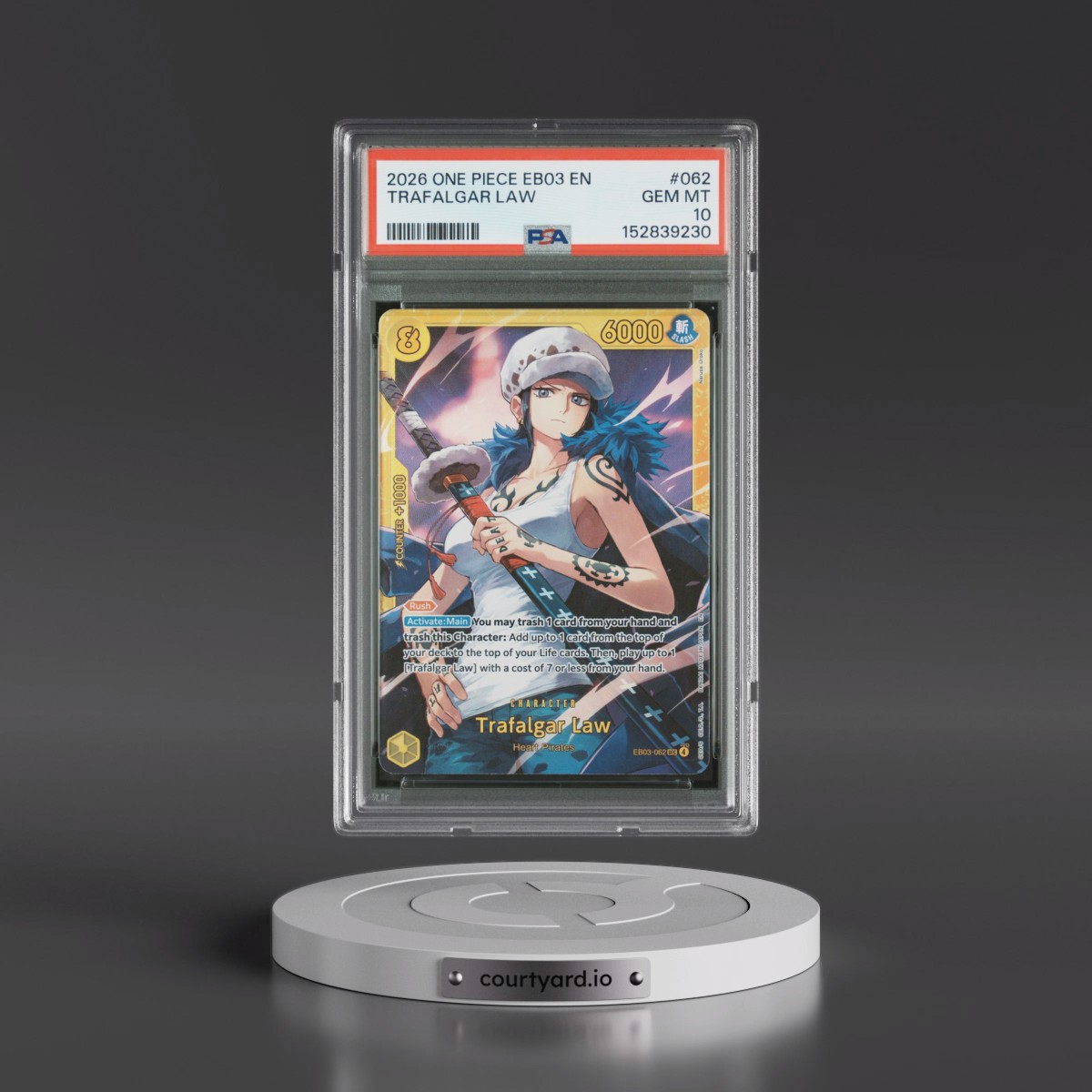 2026 One Piece EB03-Extra Booster -One Piece Heroines Edition #062 Trafalgar Law (PSA 10 GEM MINT)
