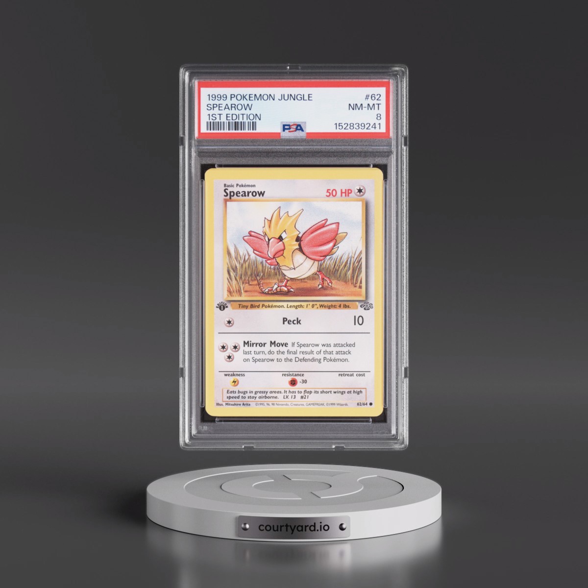 1999 Pokémon Jungle #62 Spearow - 1st Edition (PSA 8 NM-MT)