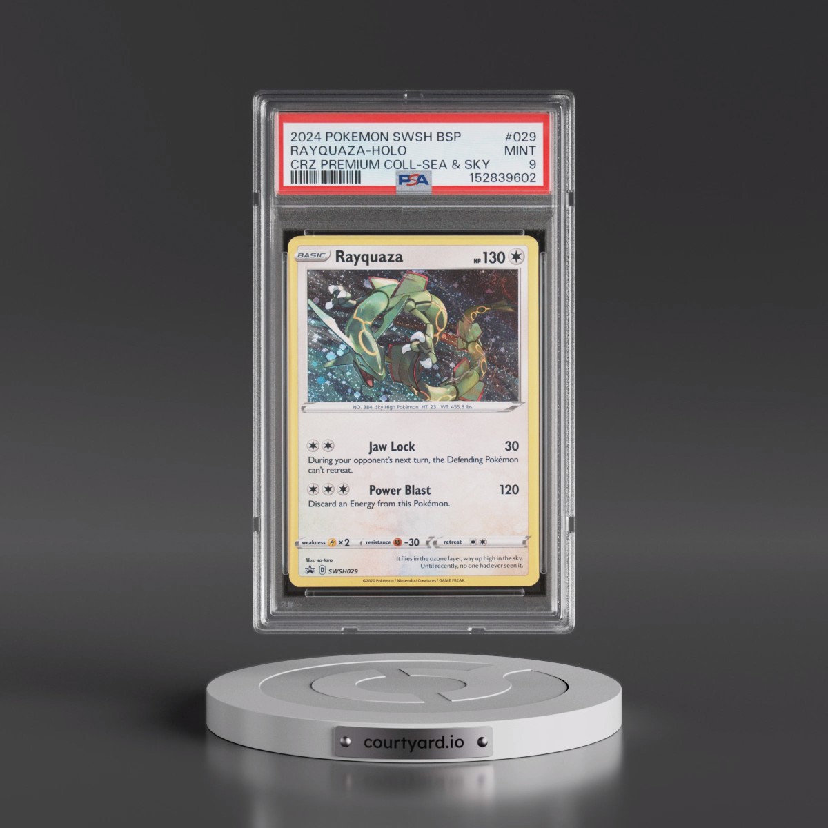 2024 Pokémon Swsh Black Star Promo #029 Rayquaza - Holo Crown Zenith Premium Collection Sea & Sky (PSA 9 MINT)