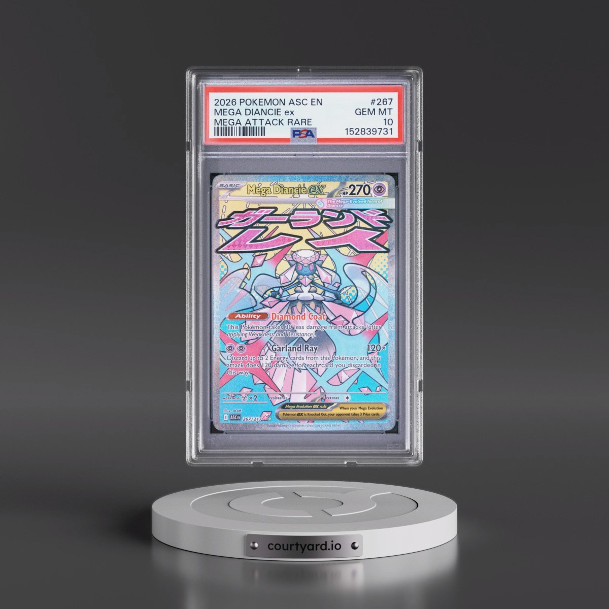 2026 Pokémon Asc EN-Ascended Heroes #267 Mega Diancie EX - Holo Mega Attack Rare (PSA 10 GEM MINT)
