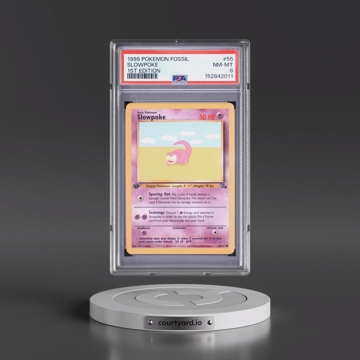 1999 Pokémon Fossil #55 Slowpoke - 1st Edition (PSA 8 NM-MT)