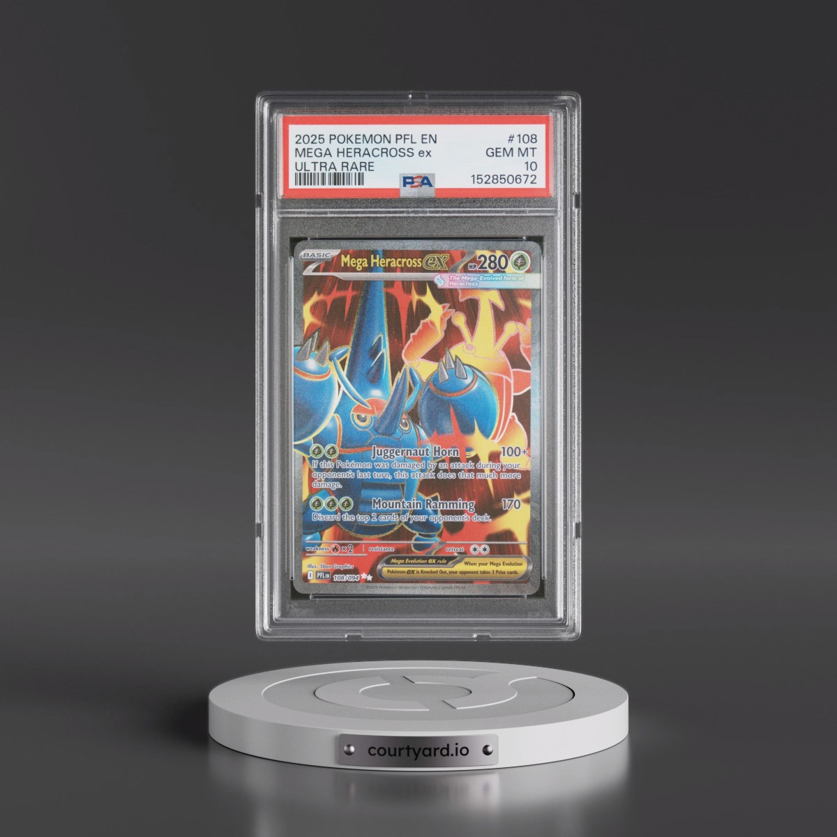 2025 Pokémon Pfl EN-Phantasmal Flames #108 Mega Heracross EX - Holo Ultra Rare (PSA 10 GEM MINT)