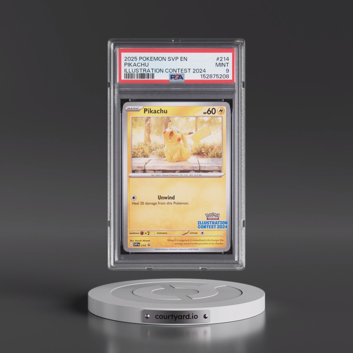 2025 Pokémon Svp EN-SV Black Star Promo #214 Pikachu - Illustration Contest 2024 (PSA 9 MINT)