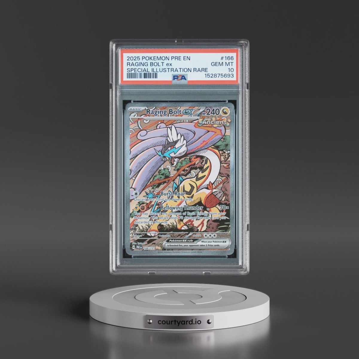 2025 Pokémon Pre EN-Prismatic Evolutions #166 Raging Bolt EX - Holo Special Illustration Rare (PSA 10 GEM MINT)