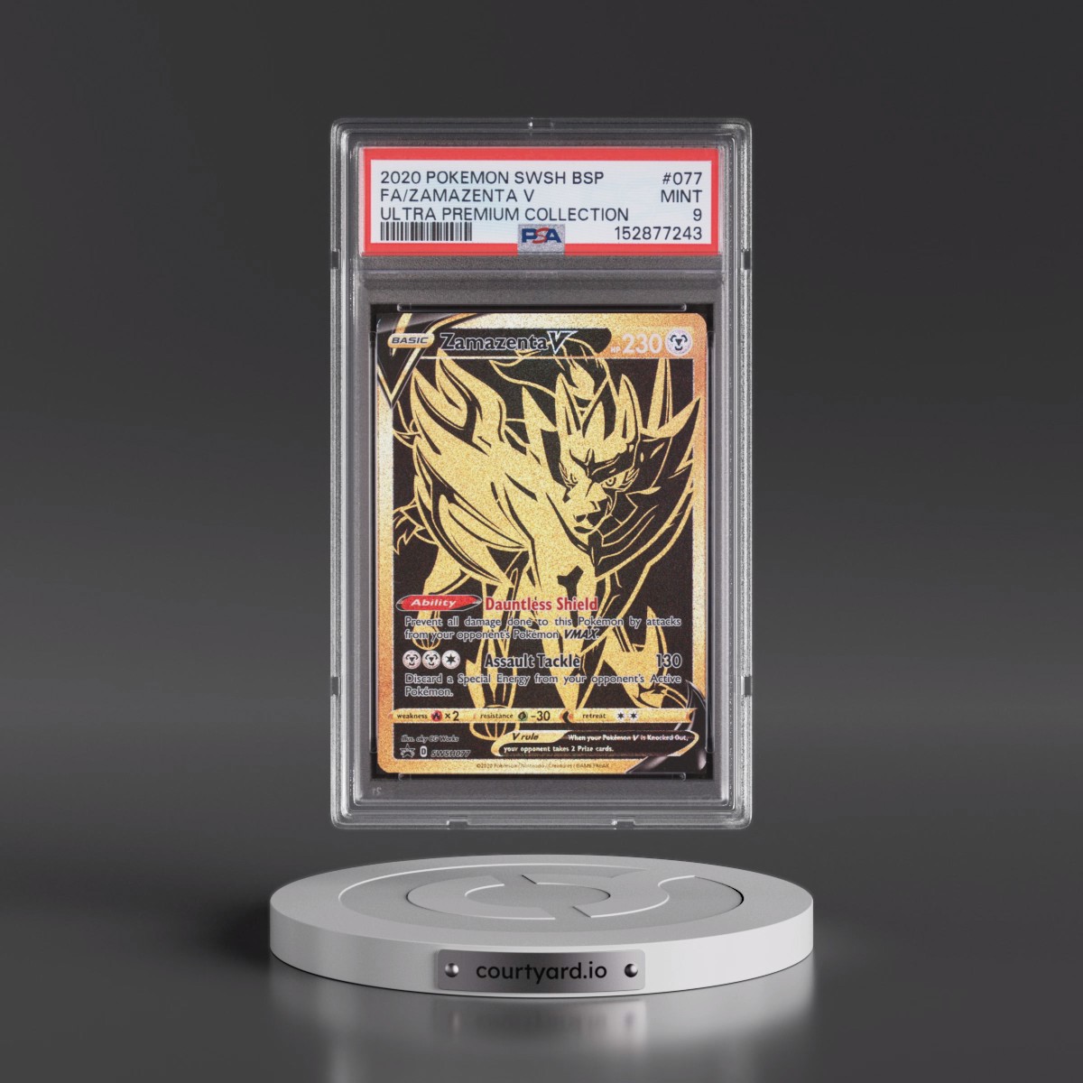 2020 Pokémon Swsh Black Star Promo #077 Zamazenta V - Holo Full Art Ultra Premium Collection (PSA 9 MINT)