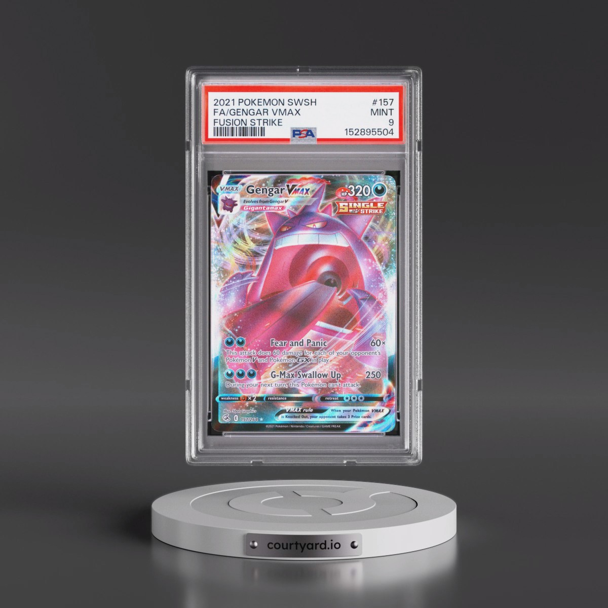 2021 Pokémon Sword & Shield Fusion Strike #157 Gengar Vmax - Full Art (PSA 9 MINT)