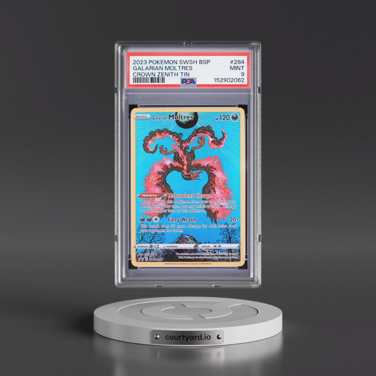 2023 Pokémon Swsh Black Star Promo #284 Galarian Moltres - Crown Zenith Tin (PSA 9 MINT)