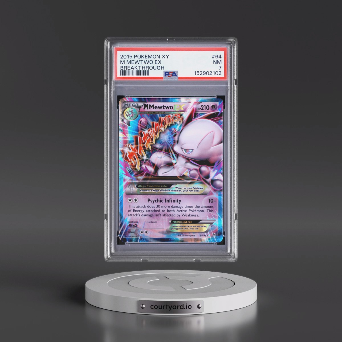 2015 Pokémon XY Breakthrough #64 M Mewtwo EX - Holo (PSA 7 NM)