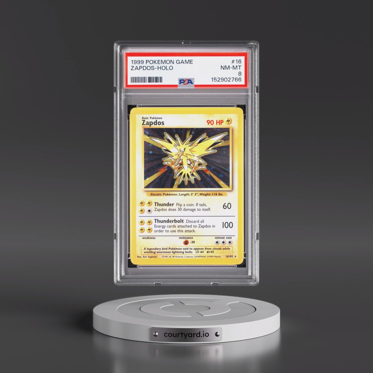 1999 Pokémon Game #16 Zapdos - Holo (PSA 8 NM-MT)