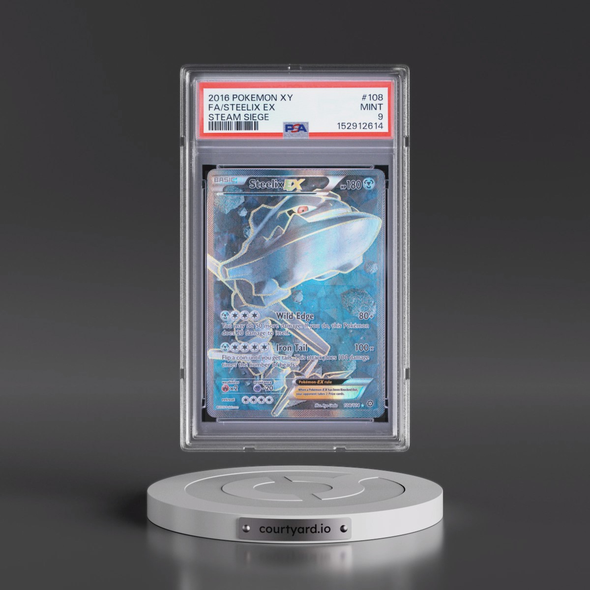 2016 Pokémon XY Steam Siege #108 Steelix EX - Holo Full Art (PSA 9 MINT)