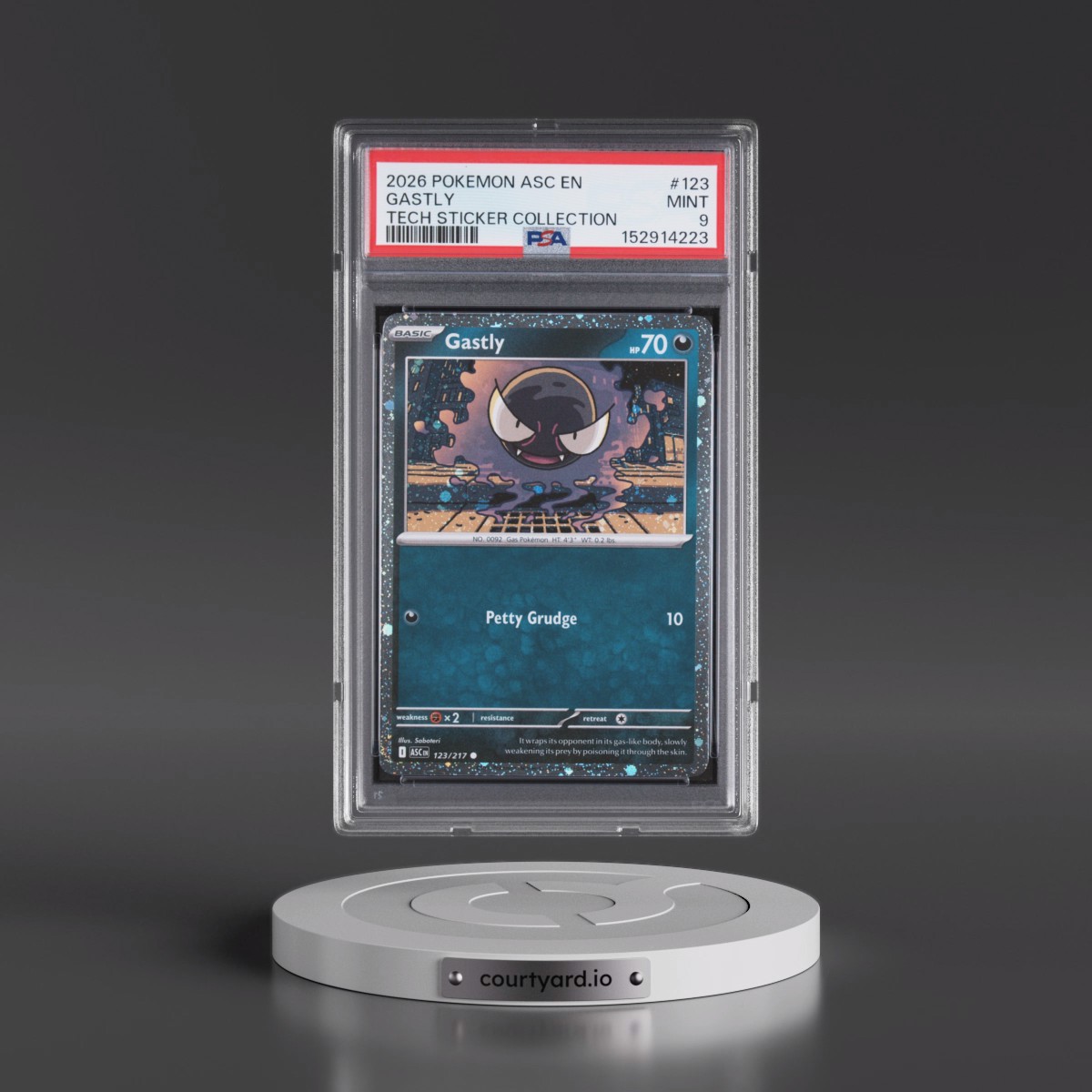 2026 Pokémon Asc EN-Ascended Heroes #123 Gastly - Tech Sticker Collection (PSA 9 MINT)