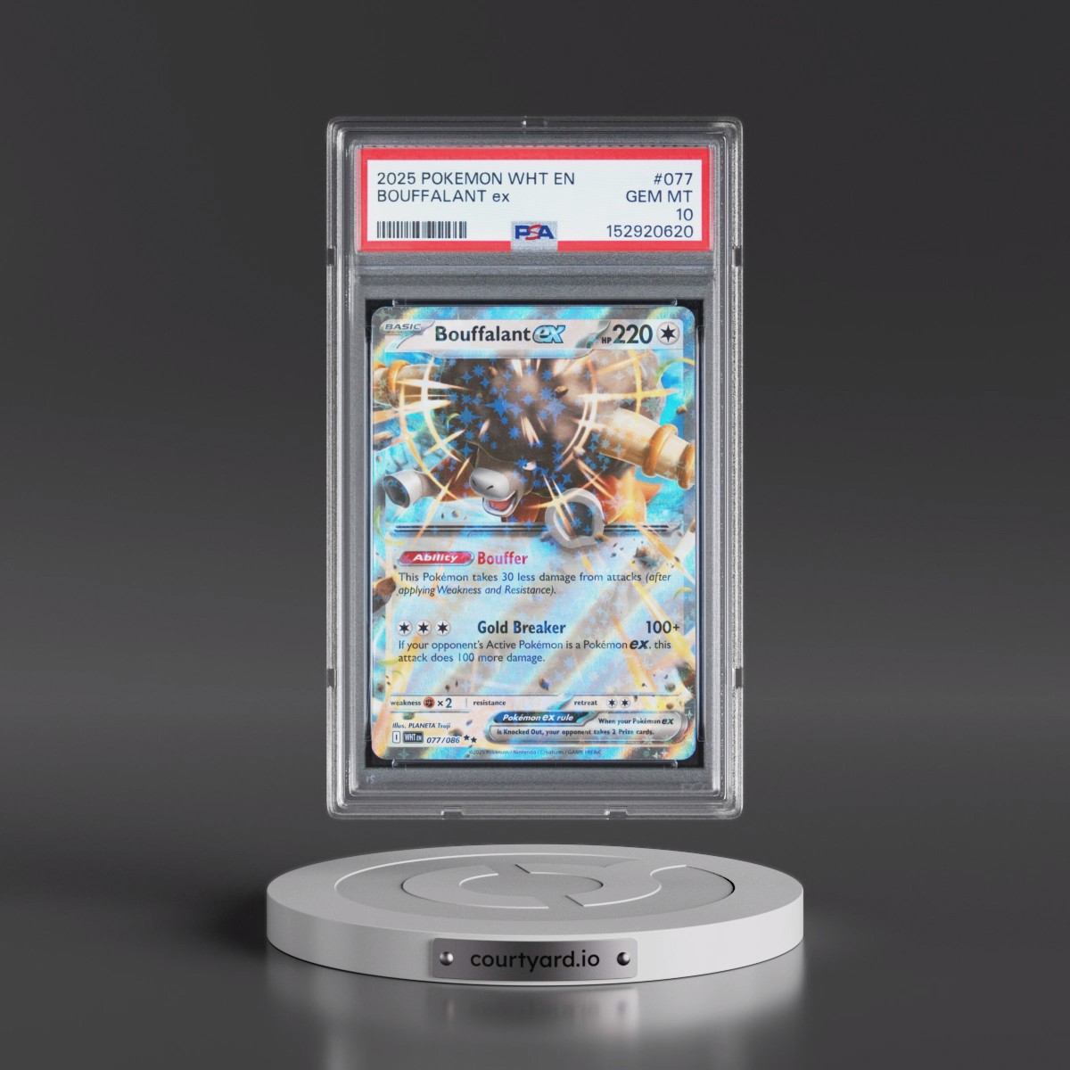 2025 Pokémon Wht EN-White Flare #077 Bouffalant EX - Holo (PSA 10 GEM MINT)