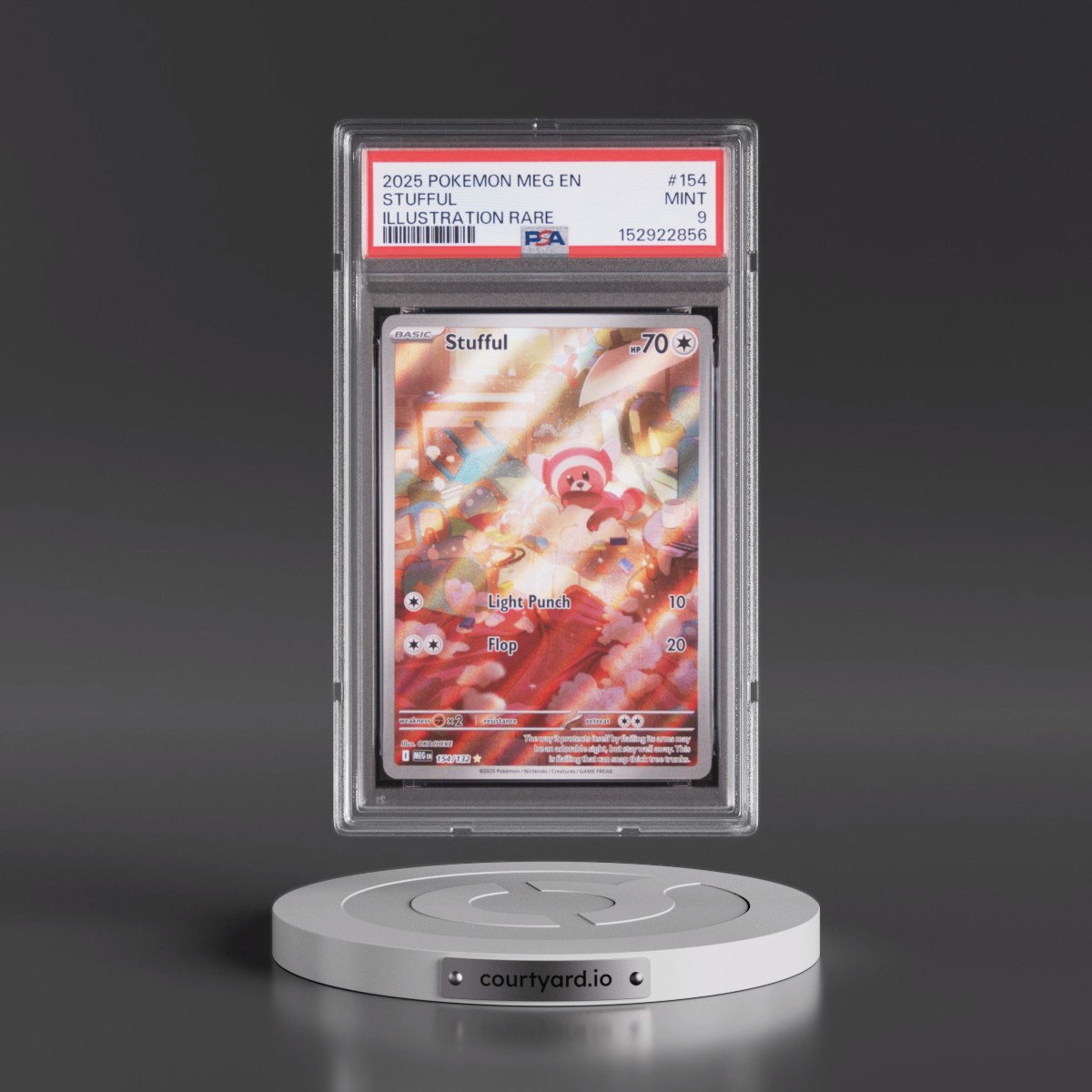 2025 Pokémon Meg EN-Mega Evolution #154 Stufful - Illustration Rare (PSA 9 MINT)