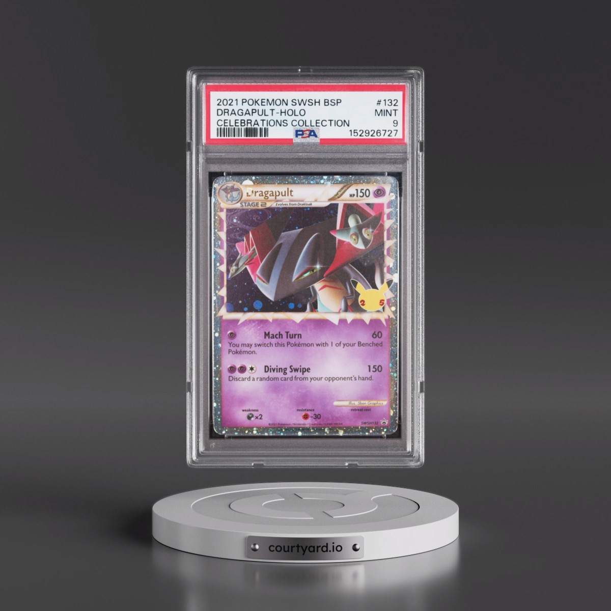 2021 Pokémon Swsh Black Star Promo #132 Dragapult - Holo Celebrations Collection (PSA 9 MINT)