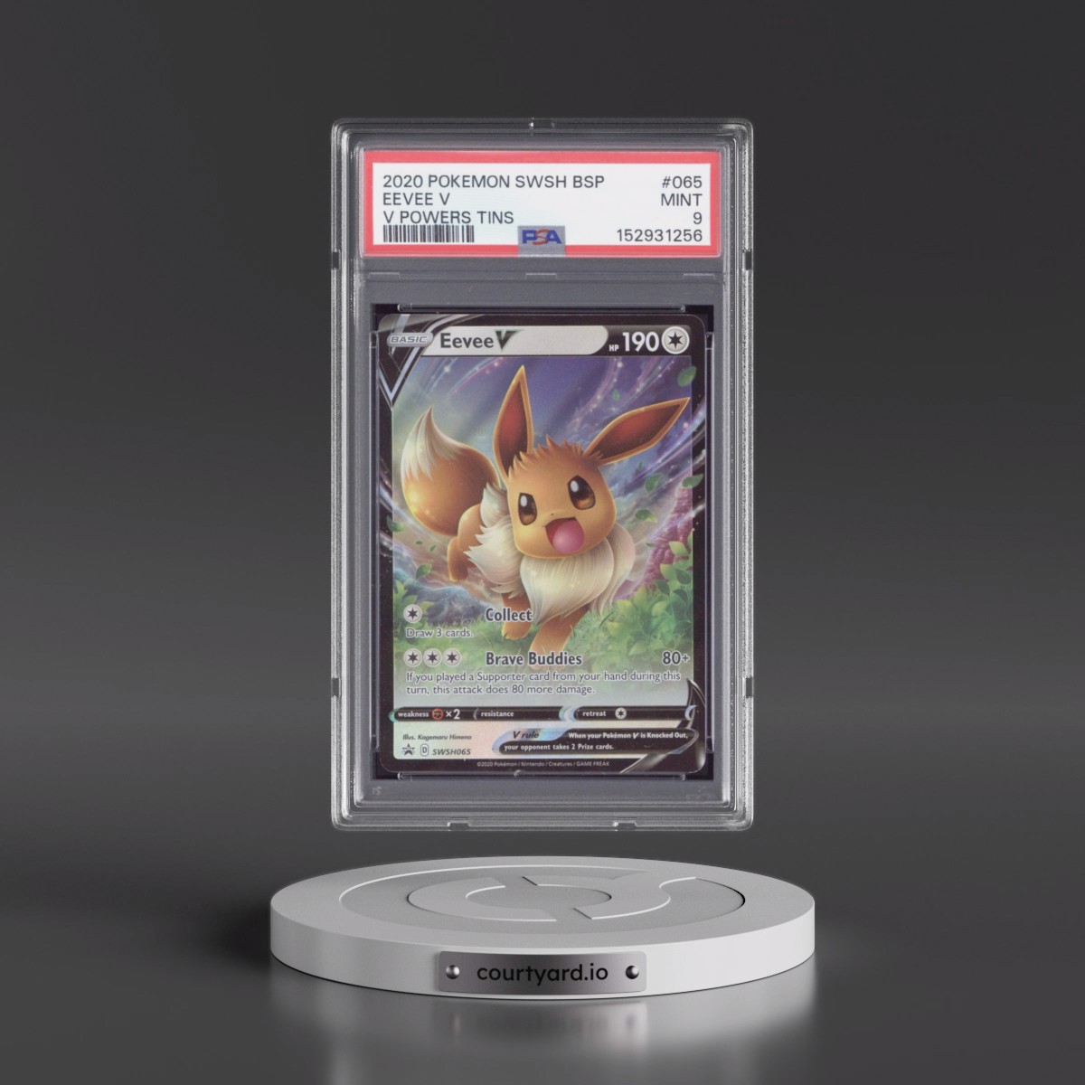 2020 Pokémon Swsh Black Star Promo #065 Eevee V - Holo V Powers Tins (PSA 9 MINT)