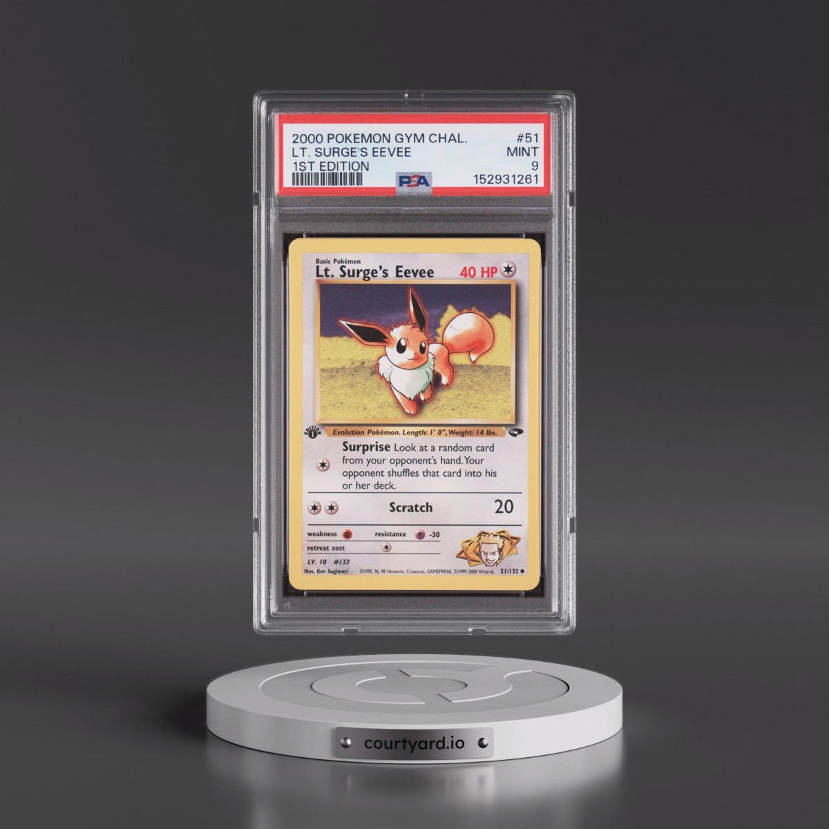 2000 Pokémon Gym Challenge #51 LT. Surge's Eevee - 1st Edition (PSA 9 MINT)
