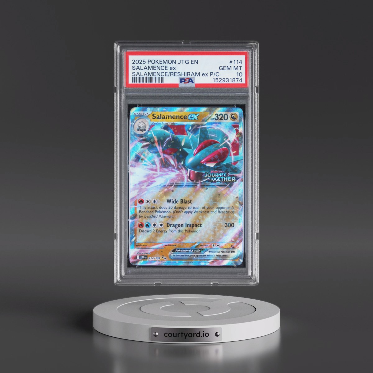 2025 Pokémon Jtg EN-Journey Together #114 Salamence EX - Holo Salamence EX & Reshiram EX Premium Collection (PSA 10 GEM MINT)