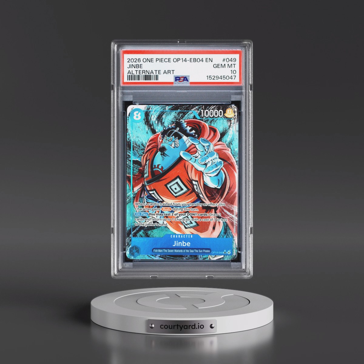 2026 One Piece OP14-EB04-the Azure Sea's Seven #049 Jinbe - Alternate Art (PSA 10 GEM MINT)