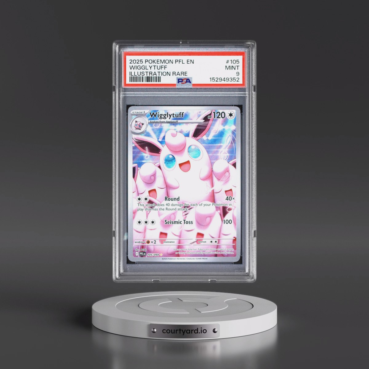 2025 Pokémon Pfl EN-Phantasmal Flames #105 Wigglytuff - Illustration Rare (PSA 9 MINT)