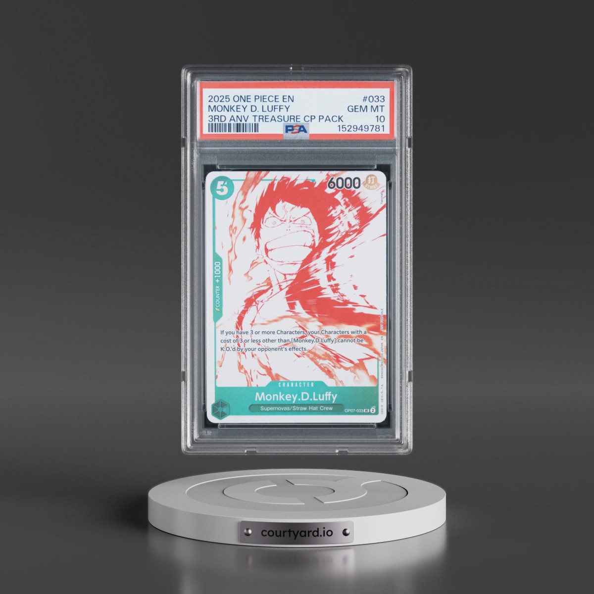 2025 One Piece 3rd Anniversary! One Piece Card Treasure Campaign Pack #033 Monkey D. Luffy (PSA 10 GEM MINT)