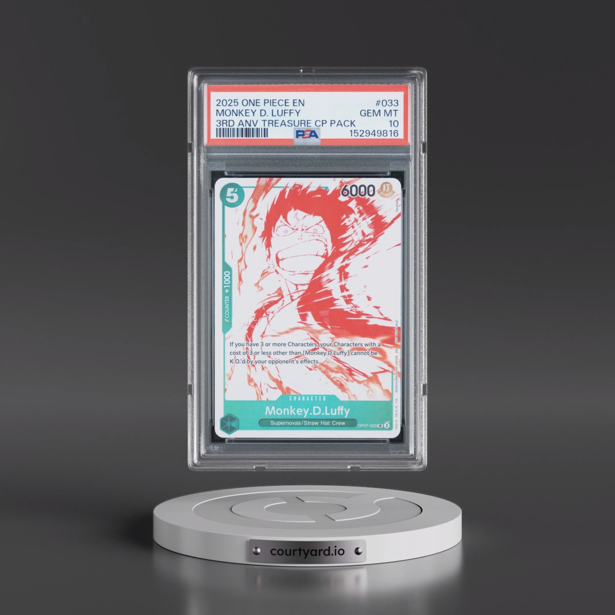 2025 One Piece 3rd Anniversary! One Piece Card Treasure Campaign Pack #033 Monkey D. Luffy (PSA 10 GEM MINT)