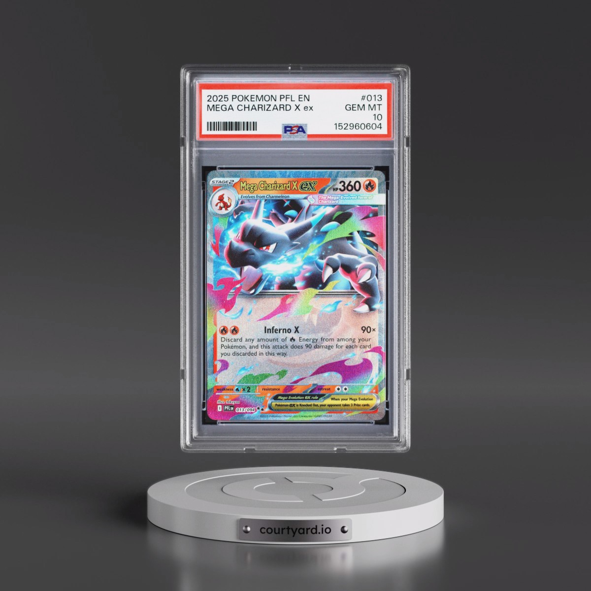 2025 Pokémon Pfl EN-Phantasmal Flames #013 Mega Charizard X EX - Holo (PSA 10 GEM MINT)