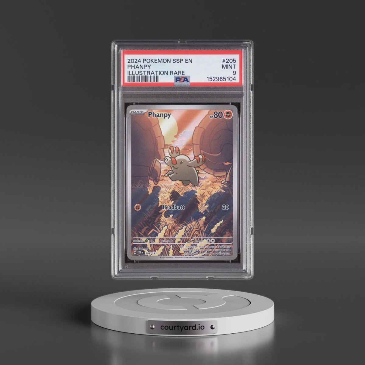 2024 Pokémon Ssp EN-Surging Sparks #205 Phanpy - Illustration Rare (PSA 9 MINT)