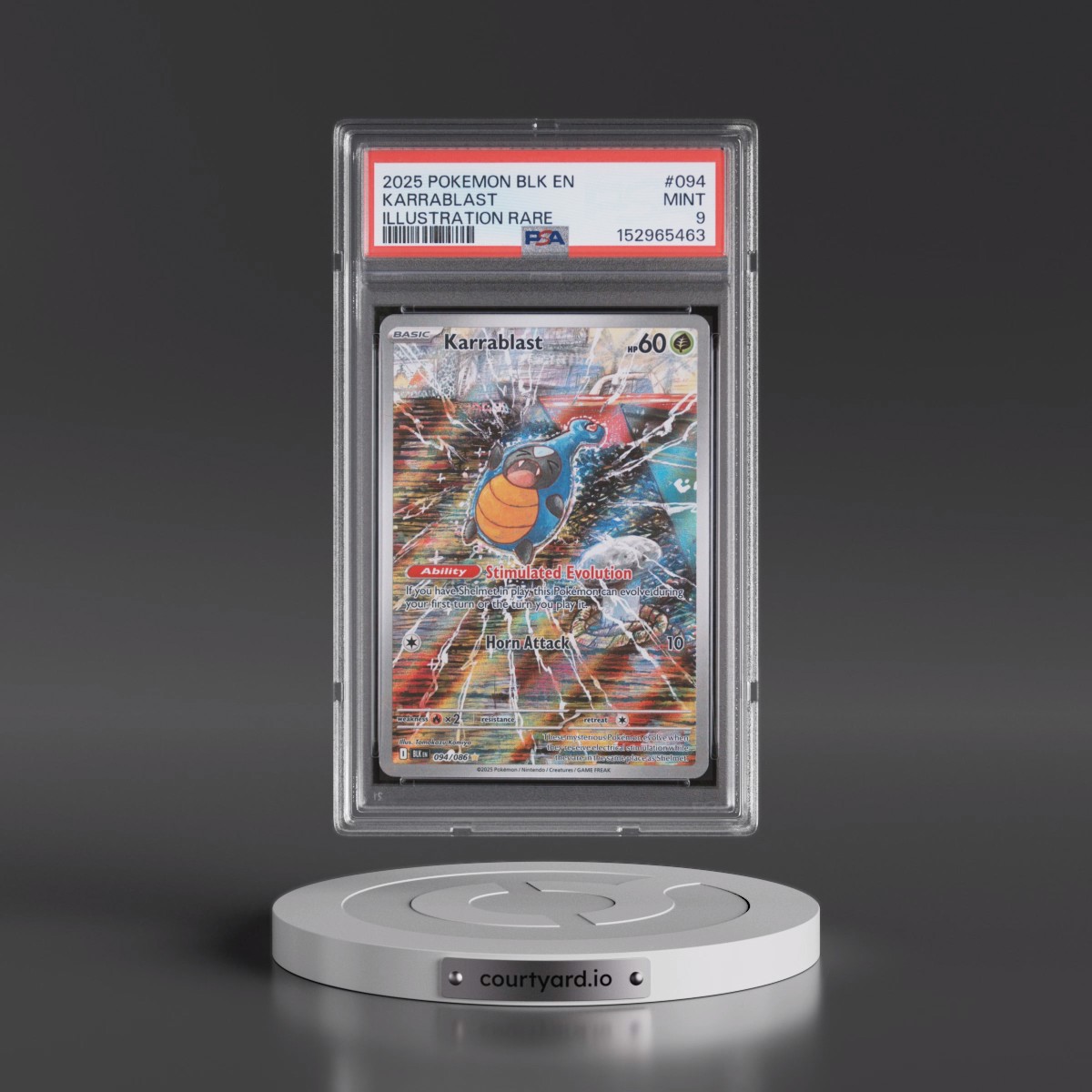 2025 Pokémon Blk EN-Black Bolt #094 Karrablast - Illustration Rare (PSA 9 MINT)
