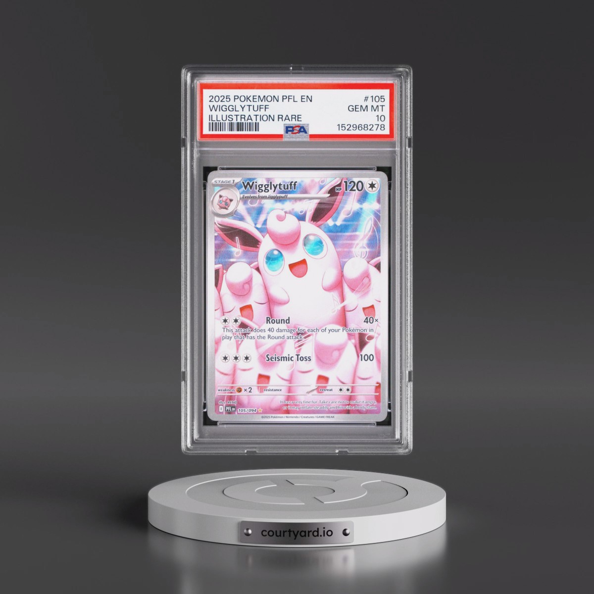 2025 Pokémon Pfl EN-Phantasmal Flames #105 Wigglytuff - Illustration Rare (PSA 10 GEM MINT)