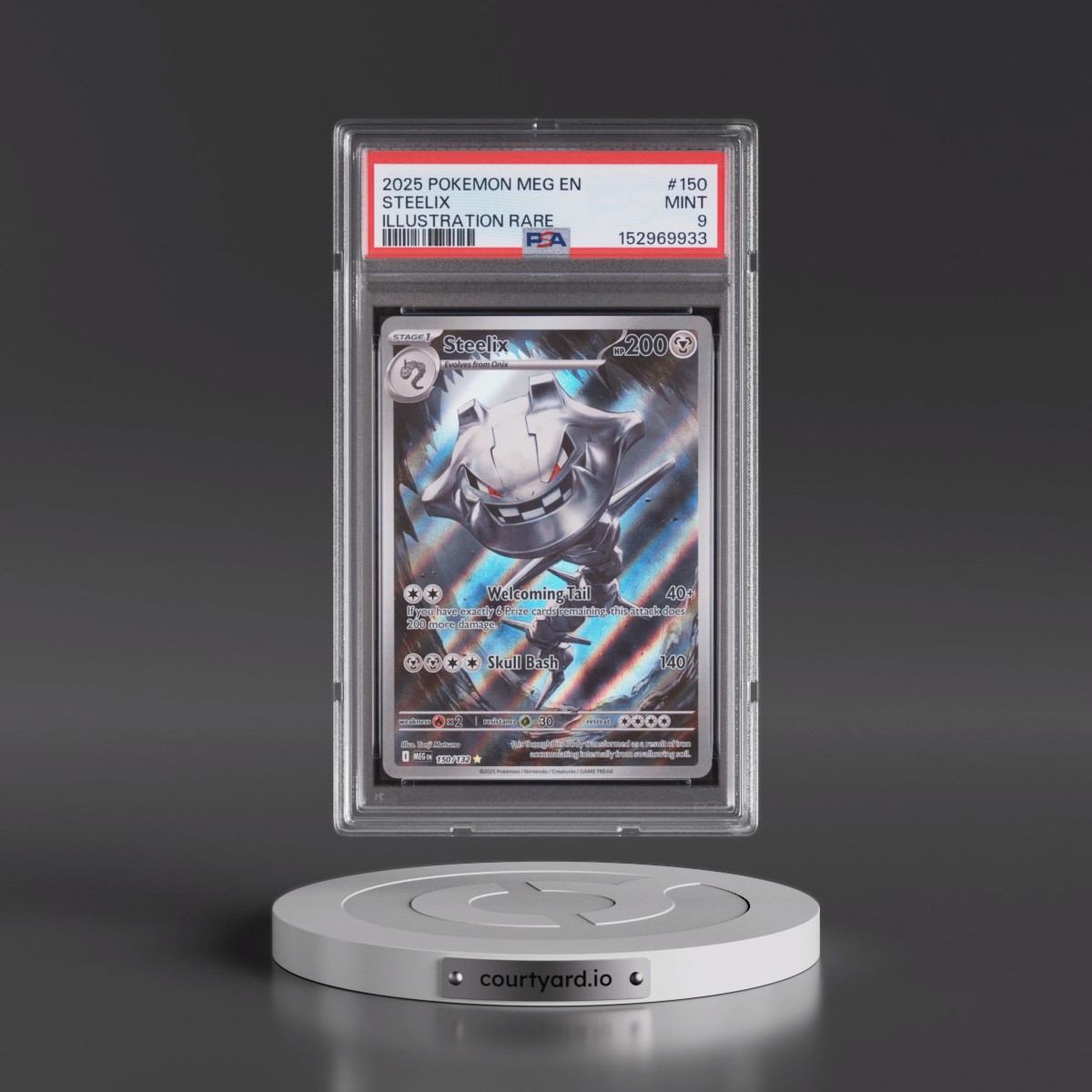 2025 Pokémon Meg EN-Mega Evolution #150 Steelix - Illustration Rare (PSA 9 MINT)