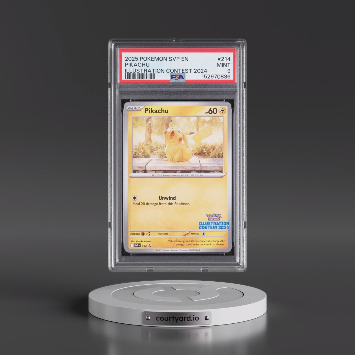 2025 Pokémon Svp EN-SV Black Star Promo #214 Pikachu - Illustration Contest 2024 (PSA 9 MINT)