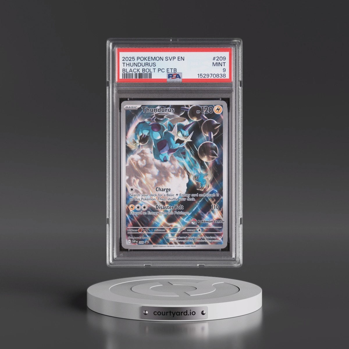 2025 Pokémon Svp EN-SV Black Star Promo #209 Thundurus - Black Bolt Pokemon Center Elite Trainer Box (PSA 9 MINT)
