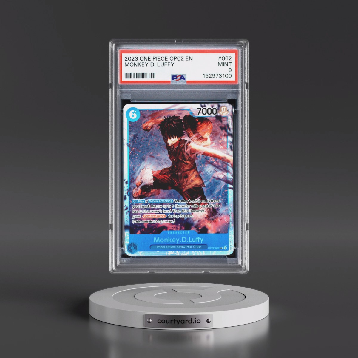2023 One Piece OP02-Paramount War #062 Monkey D. Luffy (PSA 9 MINT)
