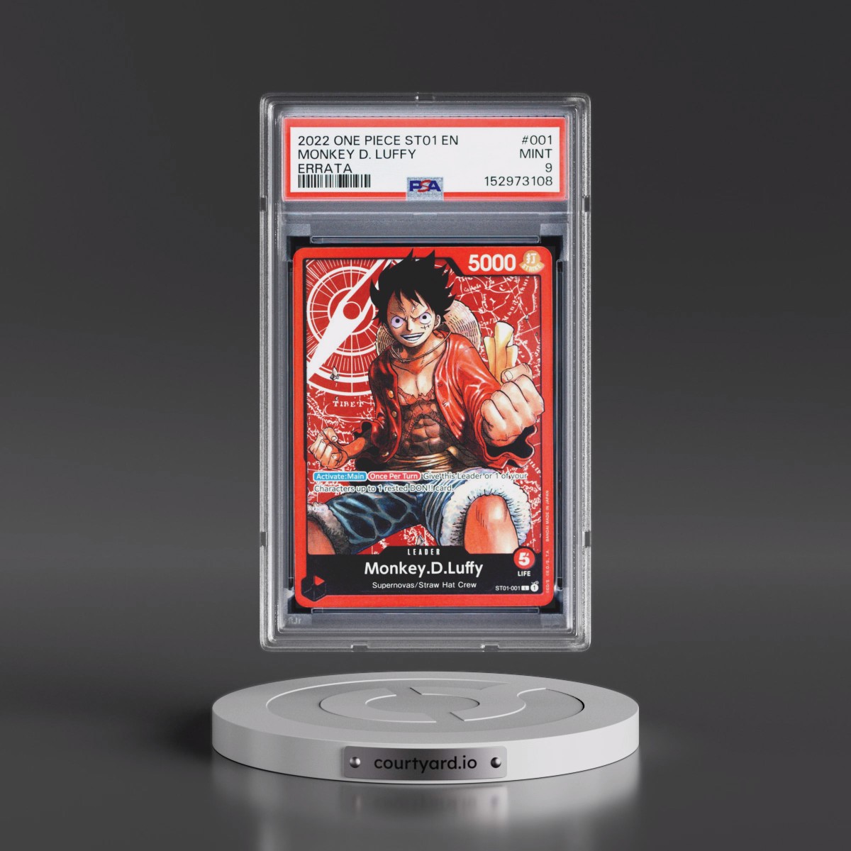 2022 One Piece Starter Deck ST01-Straw Hat Crew #001 Monkey D. Luffy - Errata (PSA 9 MINT)