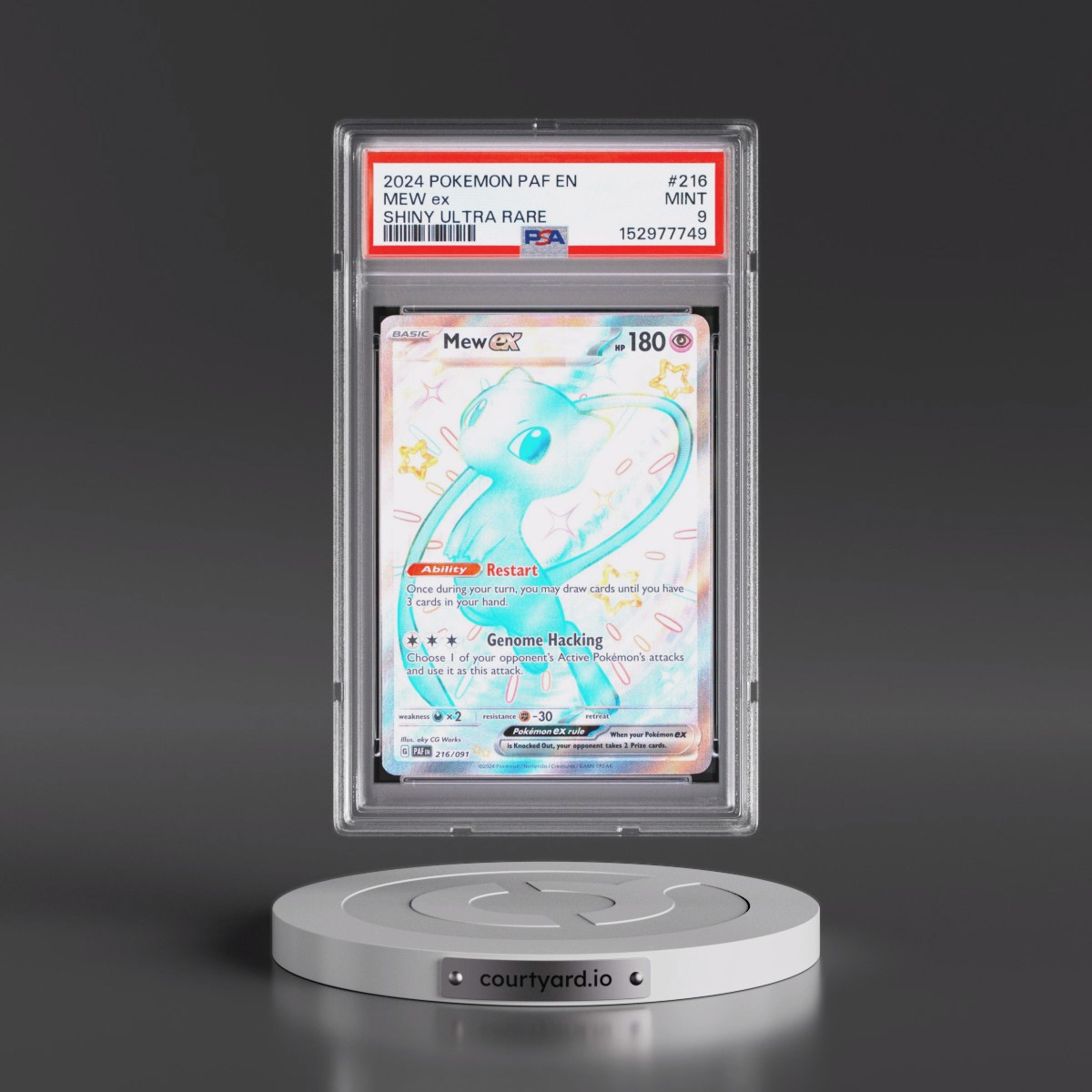 2024 Pokémon Paf EN-Paldean Fates #216 Mew EX - Holo Shiny Ultra Rare (PSA 9 MINT)