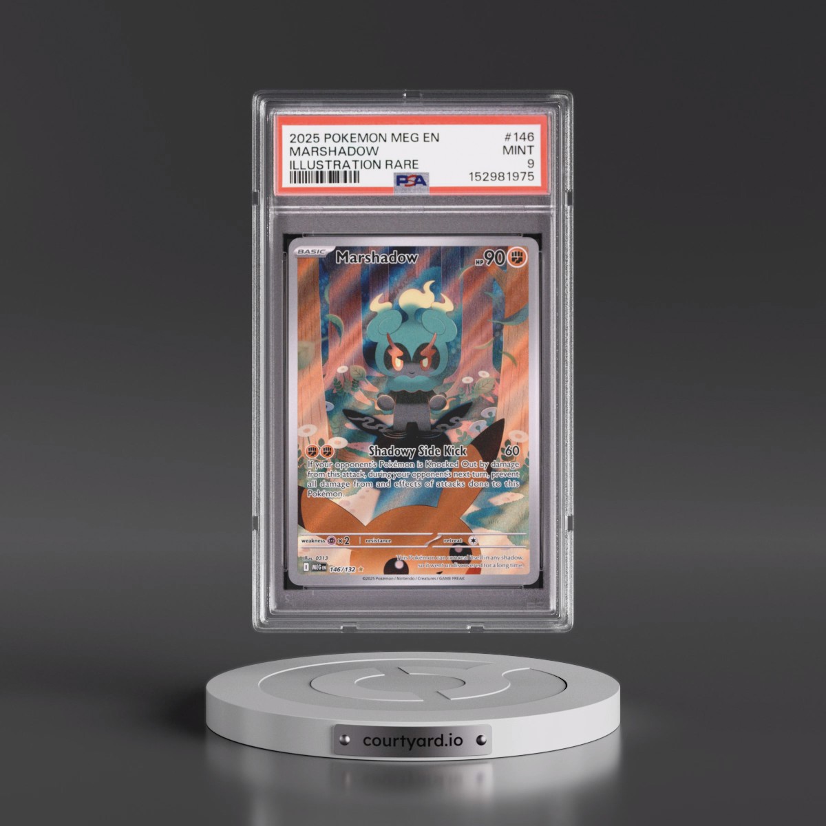 2025 Pokémon Meg EN-Mega Evolution #146 Marshadow - Illustration Rare (PSA 9 MINT)