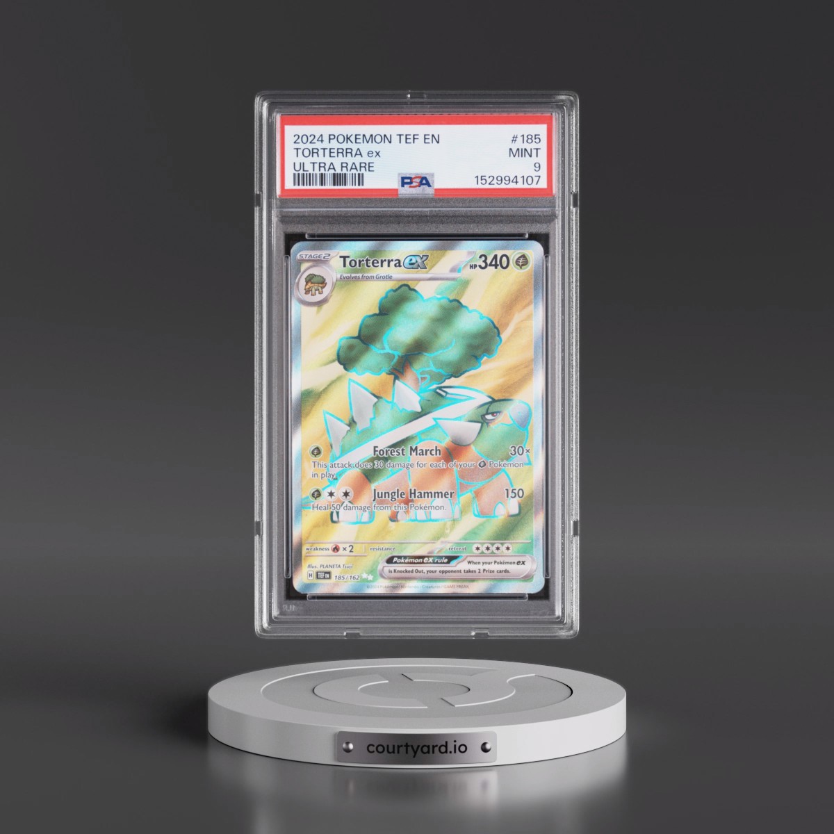 2024 Pokémon Tef EN-Temporal Forces #185 Torterra EX - Holo Ultra Rare (PSA 9 MINT)