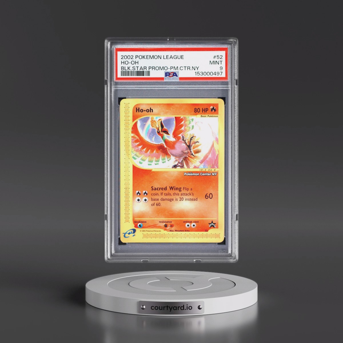 2002 Pokémon League Promo Black Star #52 HO-Oh - Pokemon Center NY (PSA 9 MINT)