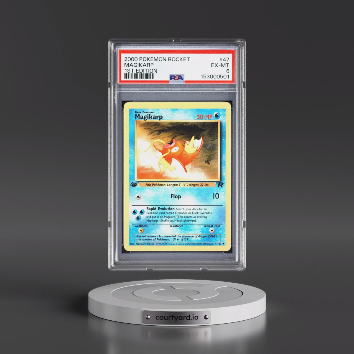2000 Pokémon Rocket #47 Magikarp - 1st Edition (PSA 6 EX-MT)