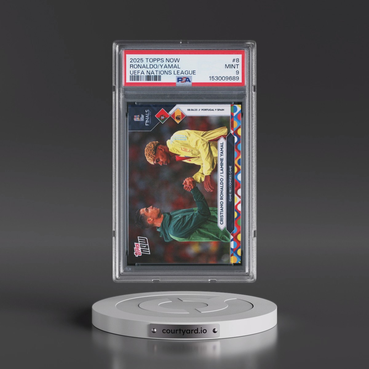 2025 Topps Now UEFA Nations League #8 Cristiano Ronaldo/Lamine Yamal (PSA 9 MINT)