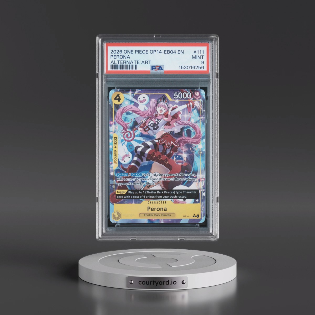 2026 One Piece OP14-EB04-the Azure Sea's Seven #111 Perona - Alternate Art (PSA 9 MINT)