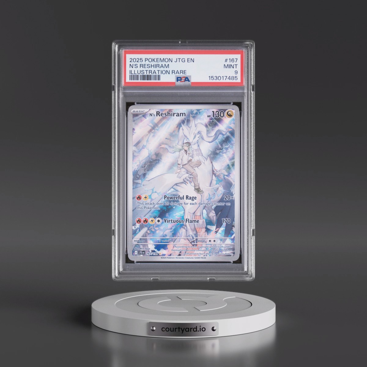 2025 Pokémon Jtg EN-Journey Together #167 N's Reshiram - Illustration Rare (PSA 9 MINT)