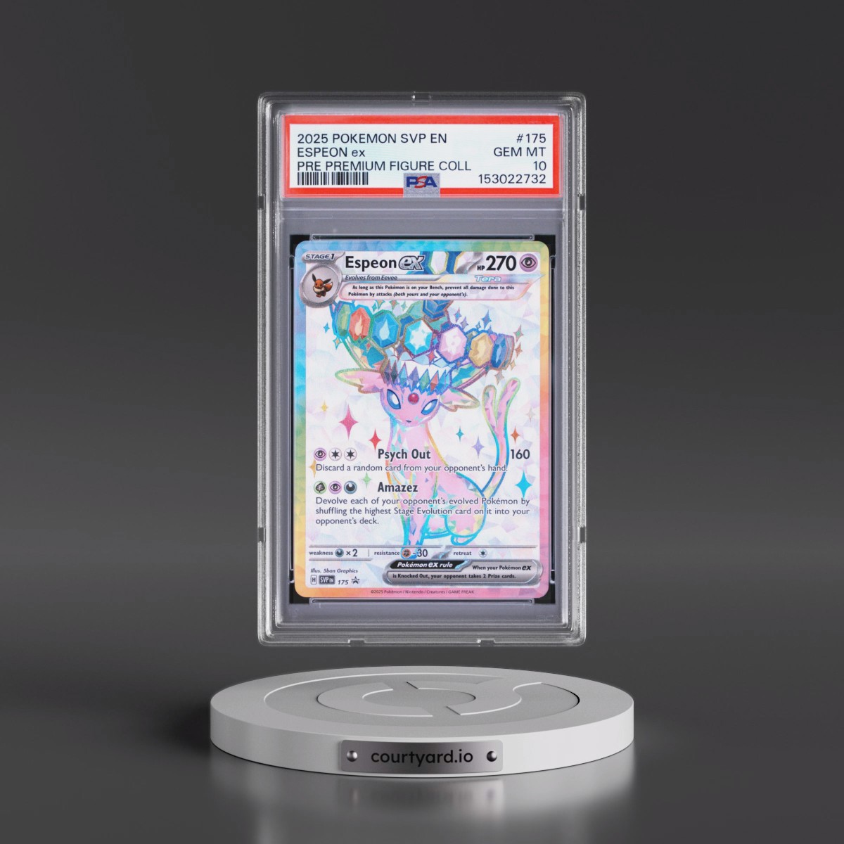 2025 Pokémon Svp EN-SV Black Star Promo #175 Espeon EX - Holo Prismatic Evolutions Premium Figure Collection (PSA 10 GEM MINT)
