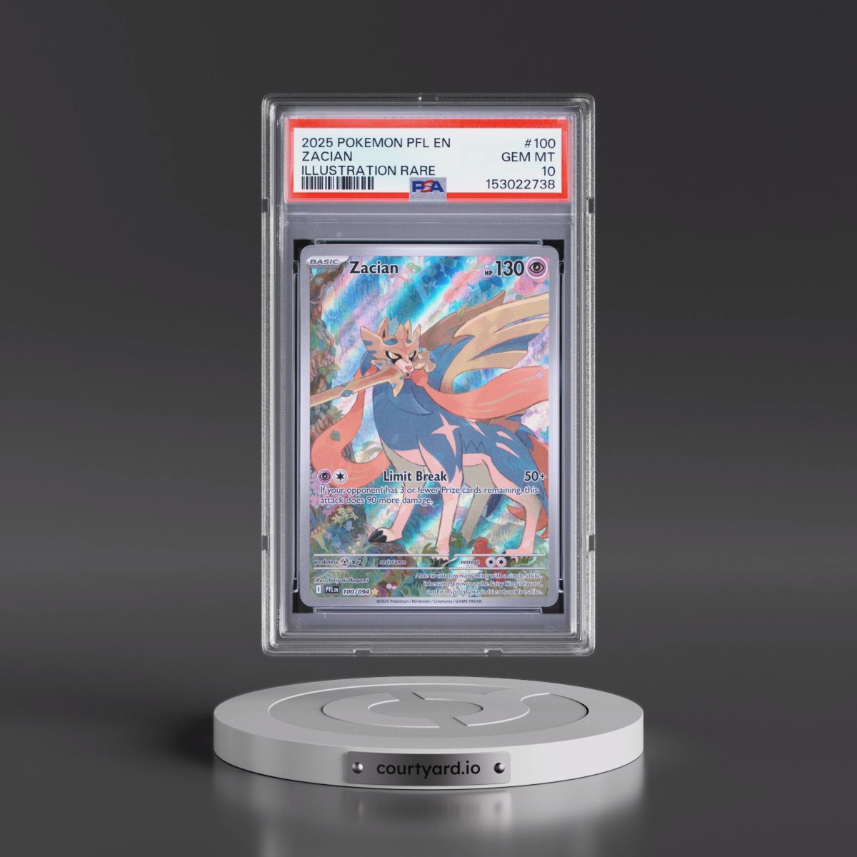2025 Pokémon Pfl EN-Phantasmal Flames #100 Zacian - Illustration Rare (PSA 10 GEM MINT)