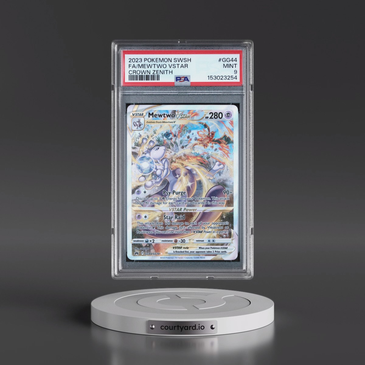 2023 Pokémon Sword and Shield Crown Zenith #GG44 Mewtwo Vstar - Full Art (PSA 9 MINT)