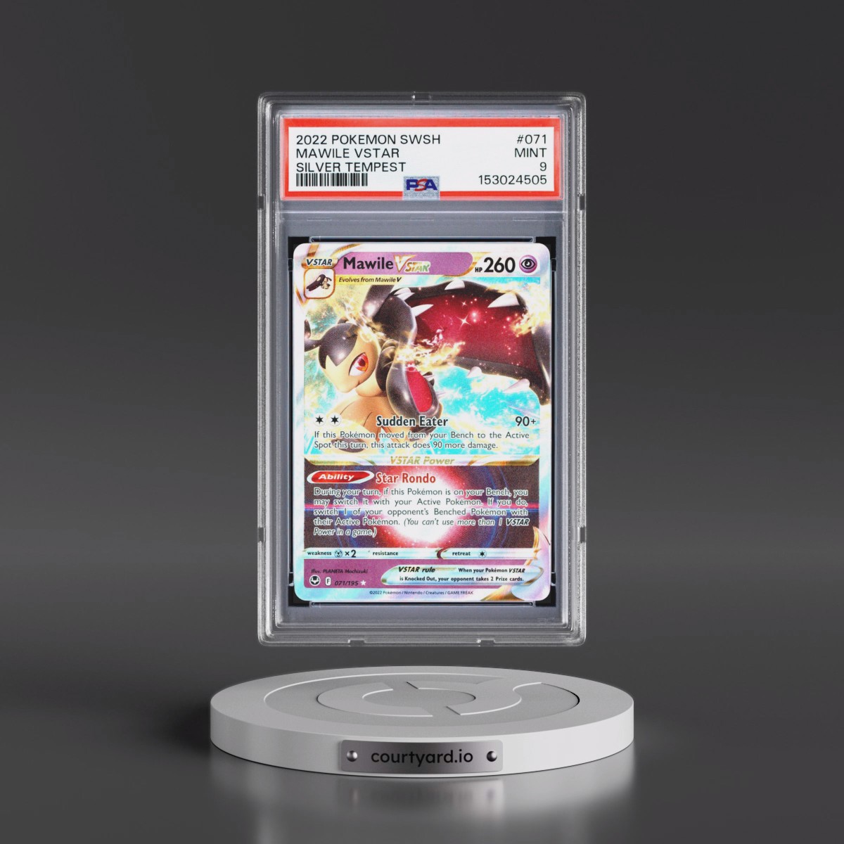 2022 Pokémon Sword & Shield Silver Tempest #071 Mawile Vstar (PSA 9 MINT)