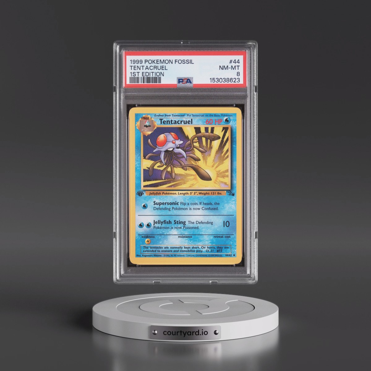 1999 Pokémon Fossil #44 Tentacruel - 1st Edition (PSA 8 NM-MT)