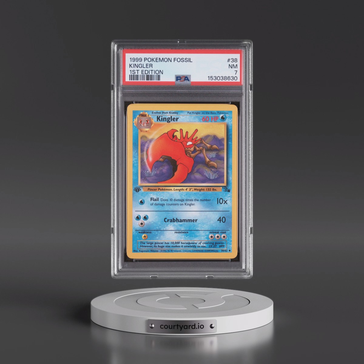 1999 Pokémon Fossil #38 Kingler - 1st Edition (PSA 7 NM)
